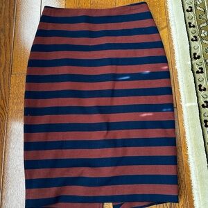 The Limited Navy and Brown Striped Pencil Skirt